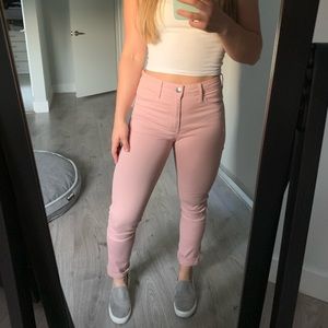 H&M Blush Pink High Waisted Skinny Ankle Jeans